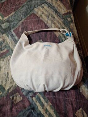 Biotherm Cream Canvas Hobo Bag – White Casual Shoulder Bag
